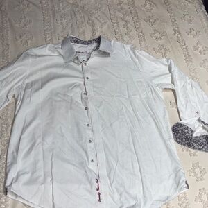 Robert Graham White Button Down Shirt with Patterned Accents